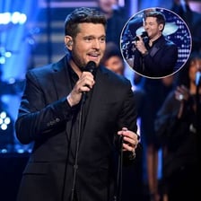 Michael Bublé singing into a microphone