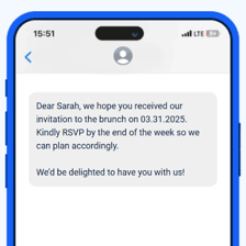 A person responding to an event invitation on a phone.