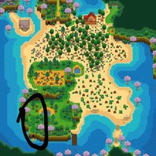 A pixel-art pier beside the water in Stardew Valley.