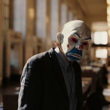 A cinematic depiction of a bank robbery.