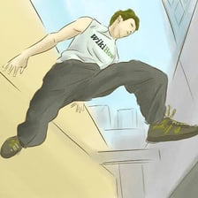 A person tiptoeing quietly and trying not to be noticed.