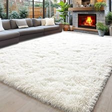 A thick shag rug with long fibers