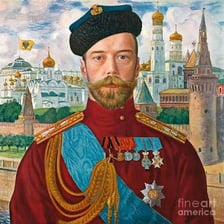 A historical portrait of a Russian tsar.