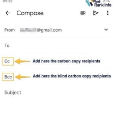 An email composition window with a visible carbon-copy, or CC, field.