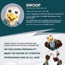Swoop, the Philadelphia Eagles mascot, at a football game.