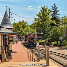 A train approaching a station.
