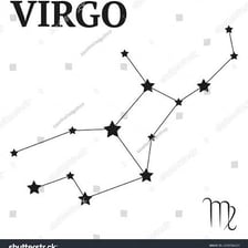 A depiction of the Virgo zodiac constellation and symbol