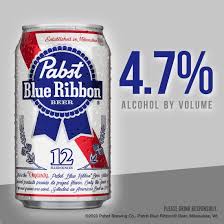 A Pabst Blue Ribbon beer can