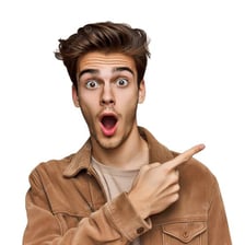 A startled person reacting with surprise