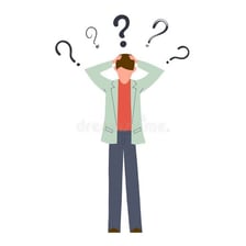 An illustration of a confused person trying to follow a story.