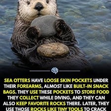 A sea otter floating on its back while eating