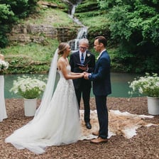 A couple exchanging vows at a wedding ceremony
