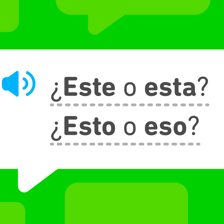 A Spanish language lesson illustrating the word “esto” meaning “this”