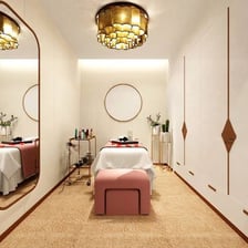 A massage treatment room in a spa