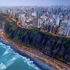 View of Lima, Peru, a large city along the Pacific coast.