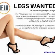 A model displaying shoes in a footwear advertisement