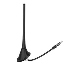 A car with an exterior antenna for its radio