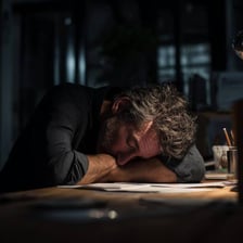An exhausted person resting after strenuous activity.