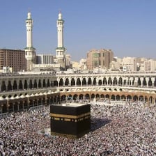 Pilgrims gathered around the Kaaba in Mecca