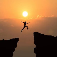 A person bravely facing a difficult challenge.