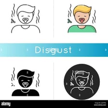 A person visibly reacting with strong disgust.