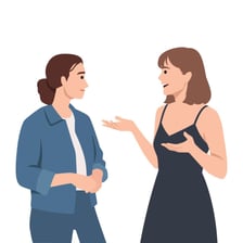 Two people having an agreeable conversation