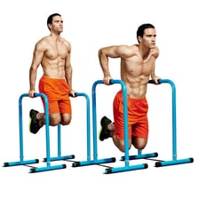 People demonstrating a tricep curl and a tricep dip