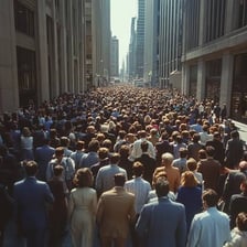 A crowded street filled with people and activity.