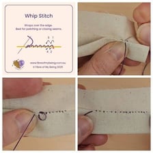 A person using thread and a needle to repair a seam.