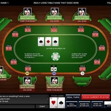 A computer screen displaying an online poker table.