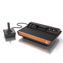 An Atari 2600 console with its distinctive joystick controllers