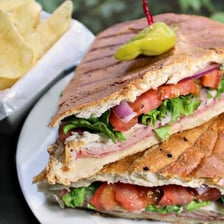 A toasted panini made with Italian bread.