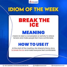 An educational illustration showing the figurative idiom “break the ice”