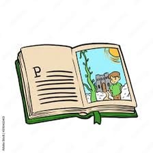 An open illustrated storybook