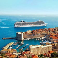 A cruise ship sailing on the Mediterranean Sea