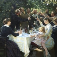 People hosting a party and welcoming guests