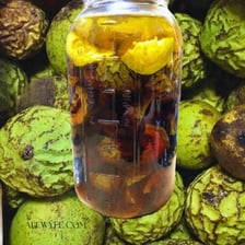 Green walnuts, the traditional main ingredient in homemade nocino