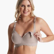 A nursing bra designed for breastfeeding access