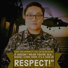 A military subordinate speaking respectfully to a superior officer