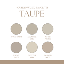 A swatch showing the grayish-brown color taupe