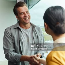 Two people agreeing during a conversation.