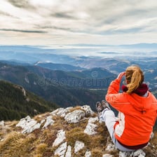 A person looking in awe at a spectacular view
