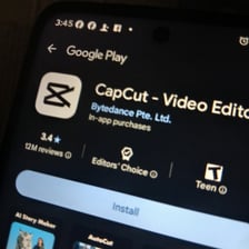 A smartphone displaying an app download page in Google Play.
