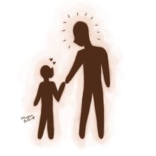 A child looking up to an admired adult mentor