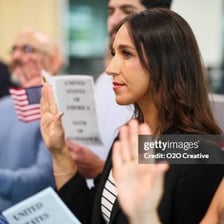 A person making a formal oath during a ceremony