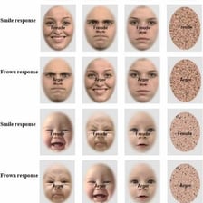 A person showing contrasting emotional reactions