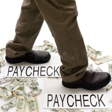 A person receiving money from work