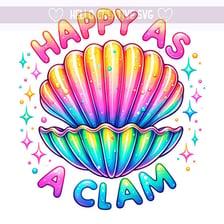 A cheerful clam illustrating the phrase “happy as a clam”