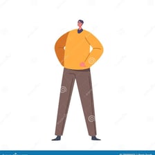 A person standing confidently in an assertive posture.