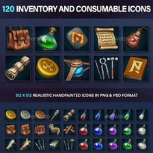 A video-game inventory displaying collectible items